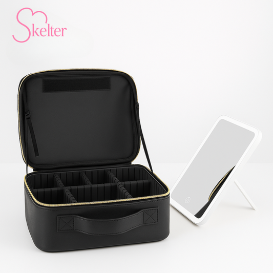 Premium LED Mirror Makeup Bag (Black)